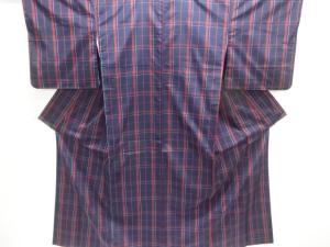 格子織り出し米沢紬着物